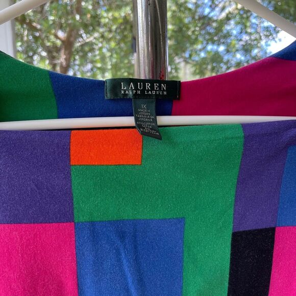 Lauren Ralph Lauren SIZE 1X  Colorblcok  3/4 sleeve '90s Retro Vintage Dopamine - Picture 7 of 9